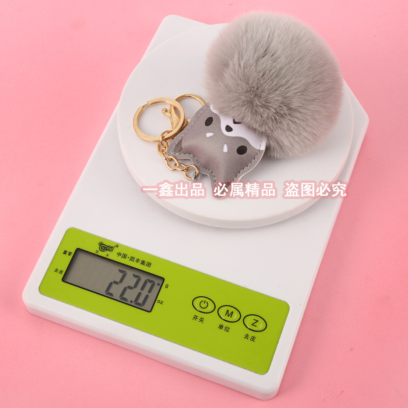 Factory Supplier Artificial Rabbit-Fur Ball Keychain Akita Puppy Stall Ornament Crane Machine Puppy Car Pendant