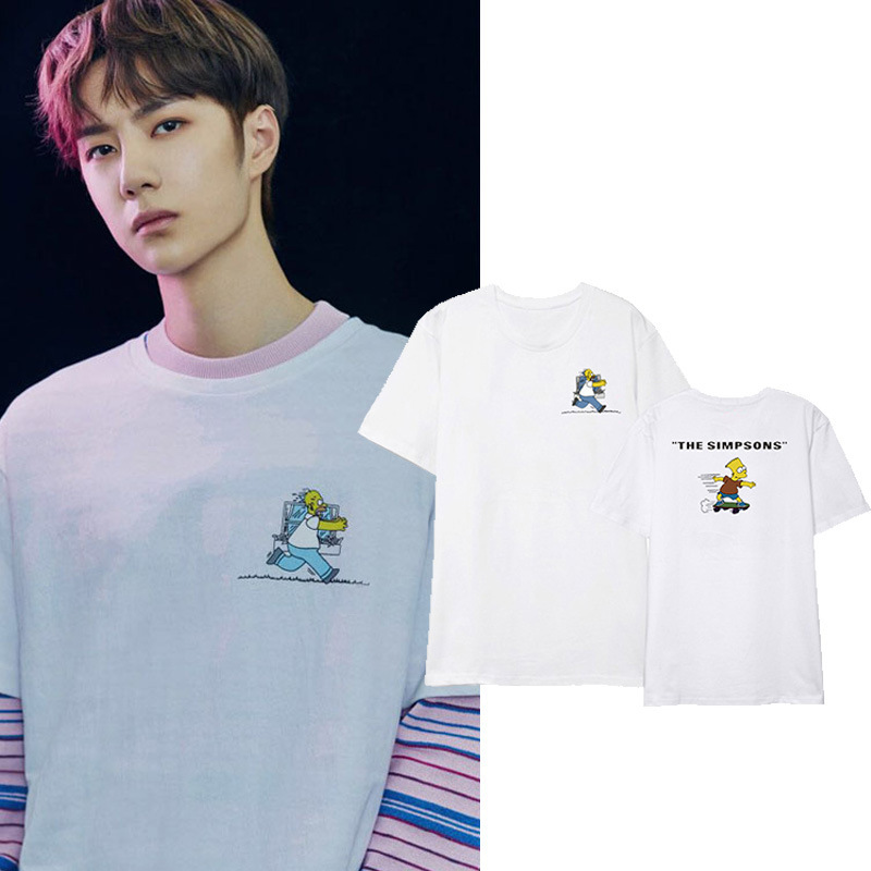 uniq王一博极限青春同款衣服短袖t恤韩版卡通休闲宽松bf夏装男女