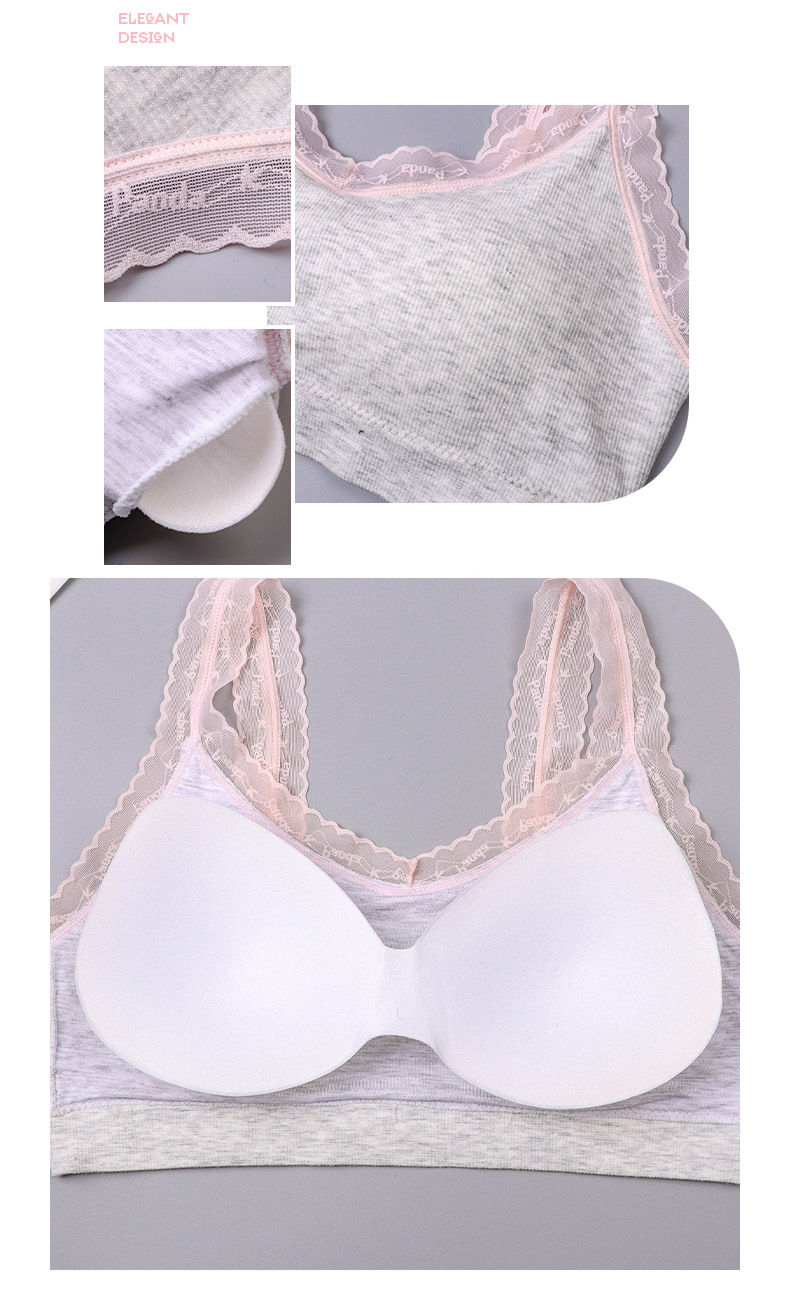 奥美芬美背无缝蕾丝宽肩背心无钢圈文胸运动发育期内衣厂家批发