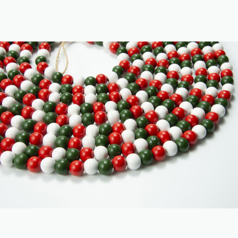 dj源头厂圣诞木珠串麻绳流苏木珠串圣诞树装饰长木珠串家居装饰