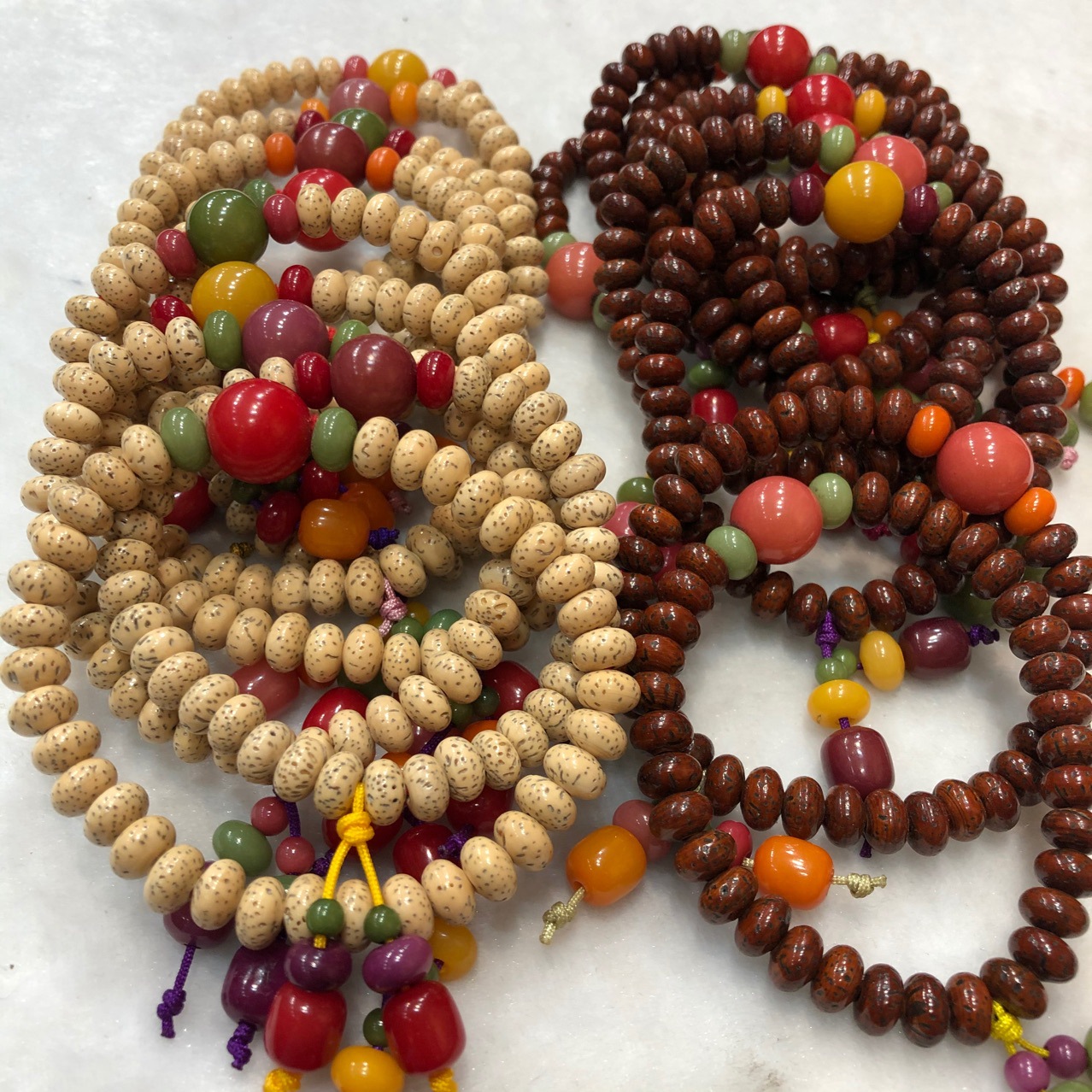 永善缘老式星月菩提三色抛光星月菩提三色手串尺寸57mm