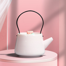 粉色手工捏花功夫茶具小套装女士小型家用单个泡茶壶茶杯水壶