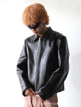 现货 新品Our Legacy Mini Jacket Top Dyed Leather黑色皮质夹克