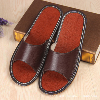 Summer Leather Slippers Home Shoes Indoor Men and Women Couples Sandals