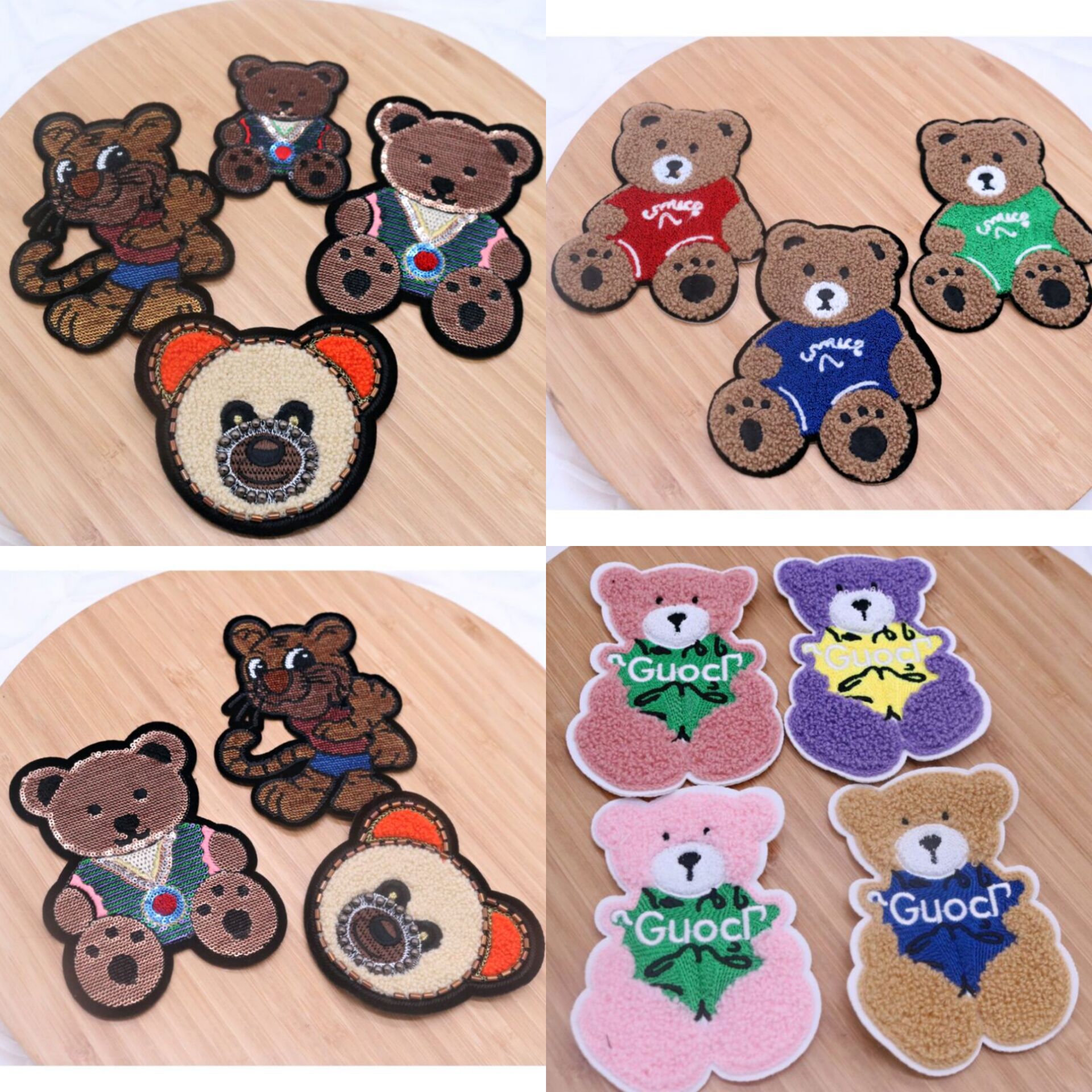 可爱卡通刺绣贴毛绒小熊图案补丁贴精品毛巾绣电脑绣花服装标贴