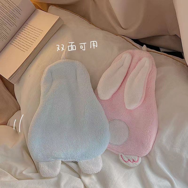 Rabbit Hand Towel Hanging Cute Cartoon Small Towel Kitchen Bathroom Thickened Absorbent Coral Fleece Rag