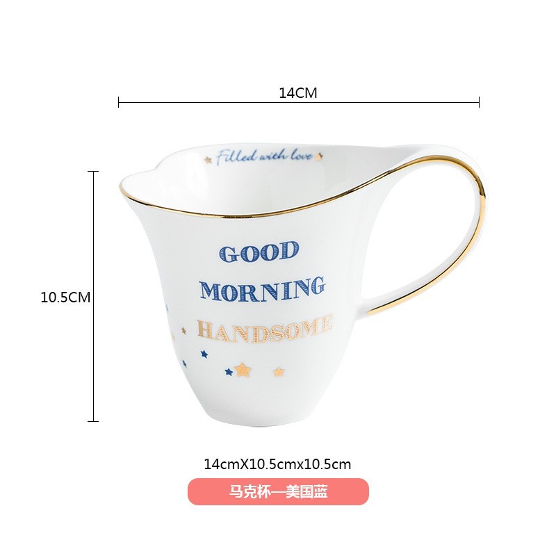 New Gift Box Couple Bone China Mark Cup Coffee Cup British Manual Painting Golden European Ceramic Afternoon Tea Cup