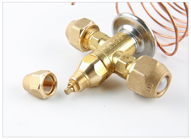 冷库鸿森erf/rf热力型膨胀阀螺纹接口r22内平衡铜小f内外平截止阀