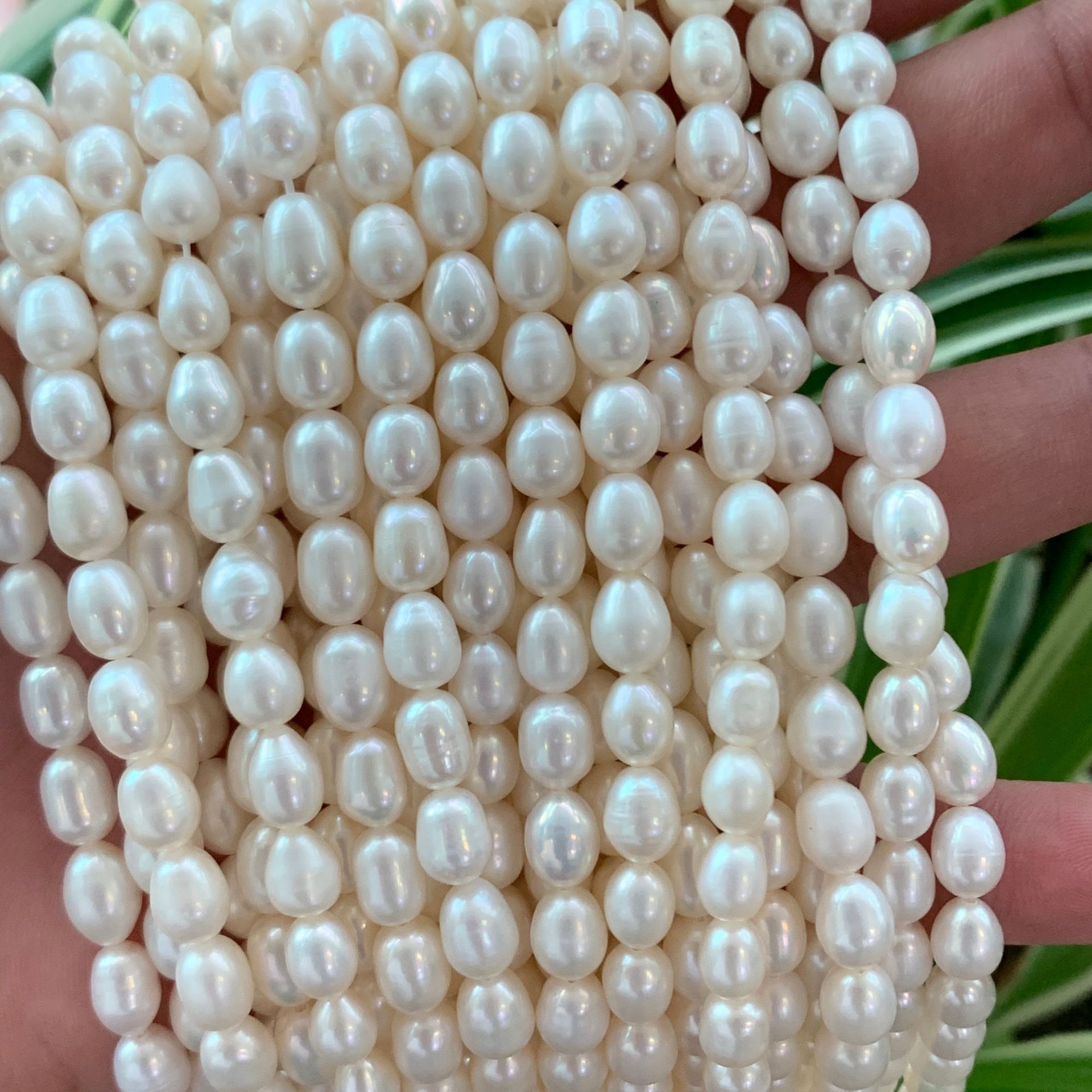 米型天然淡水珍珠项链女椭圆形毛衣链子项链条配件不褪色手链配件