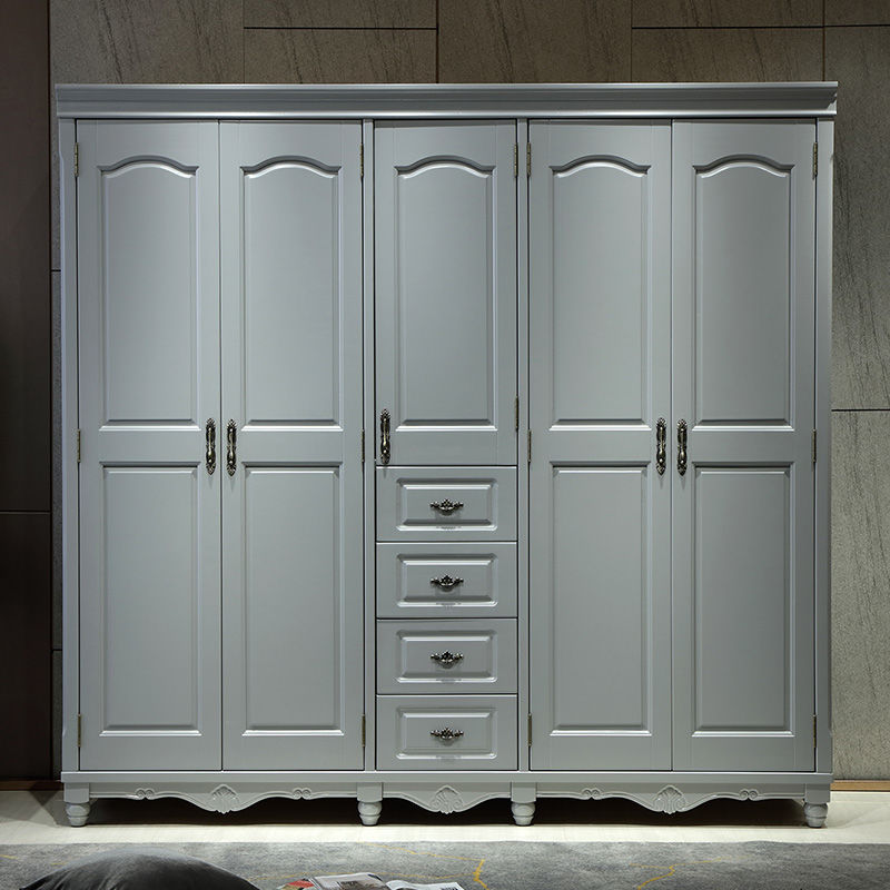 衣柜实木美式轻奢2门3门4门5门带顶柜抽屉储物平开门家用卧室柜子