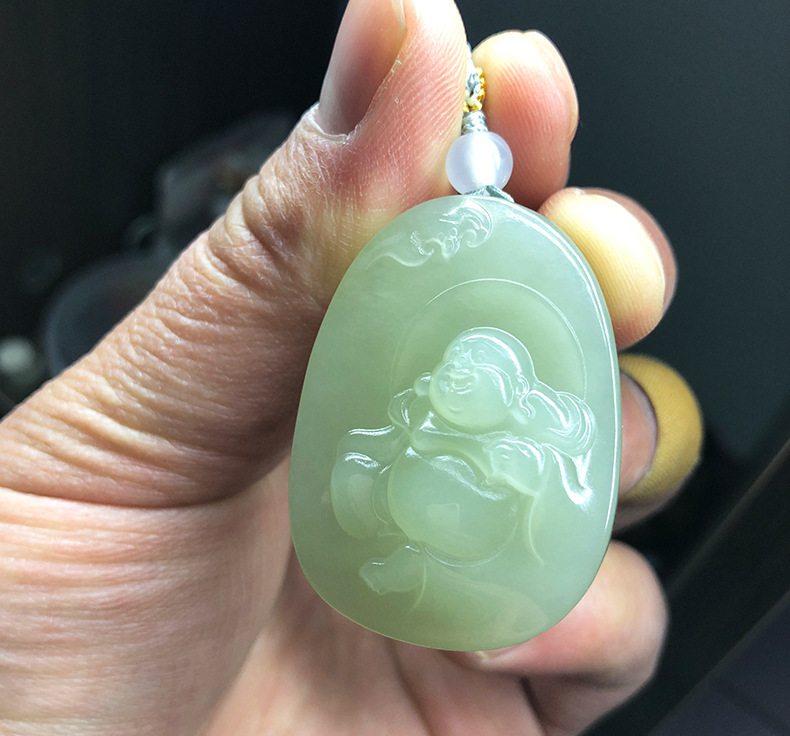 新疆和田玉佛公吊坠 女款玉佛项链吊坠和田玉弥勒佛玉笑佛宝宝佛