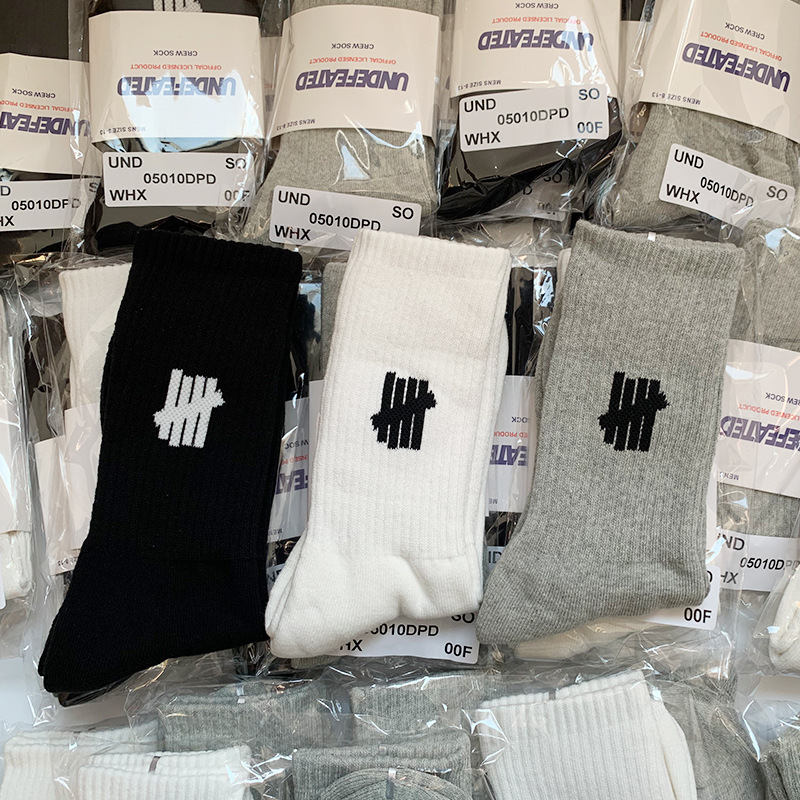美潮五道杠und袜子男女中筒袜秋冬季纯棉加厚保暖毛巾底运动长袜