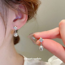 银针ins风珍珠耳环小众几何设计高级感耳钉时尚极简通勤耳饰批发