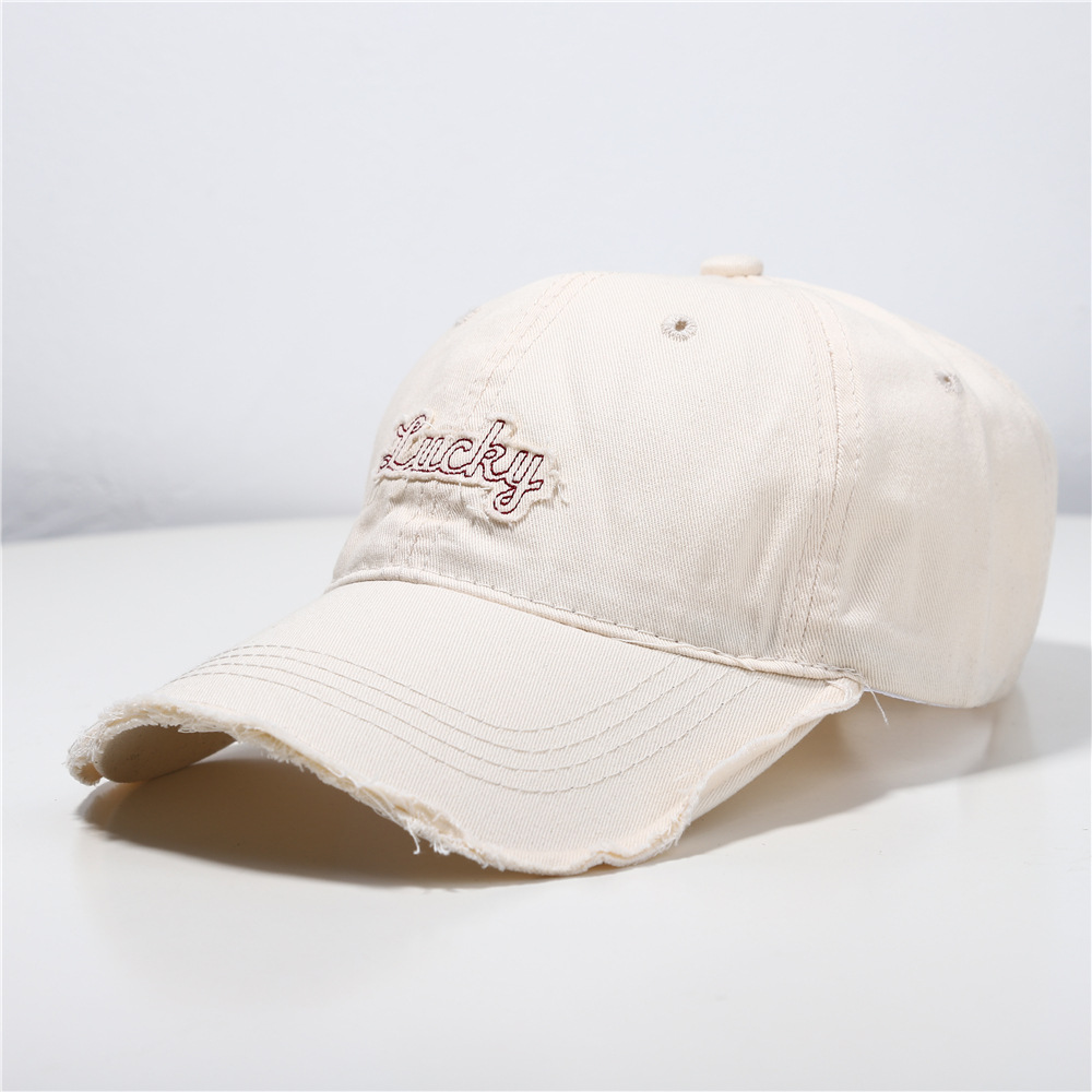 American-Style Letter Embroidered Ripped Baseball Cap for Women Spring and Summer 2024 New All-Match Casual Sweet Cool Personality Duck Tongue