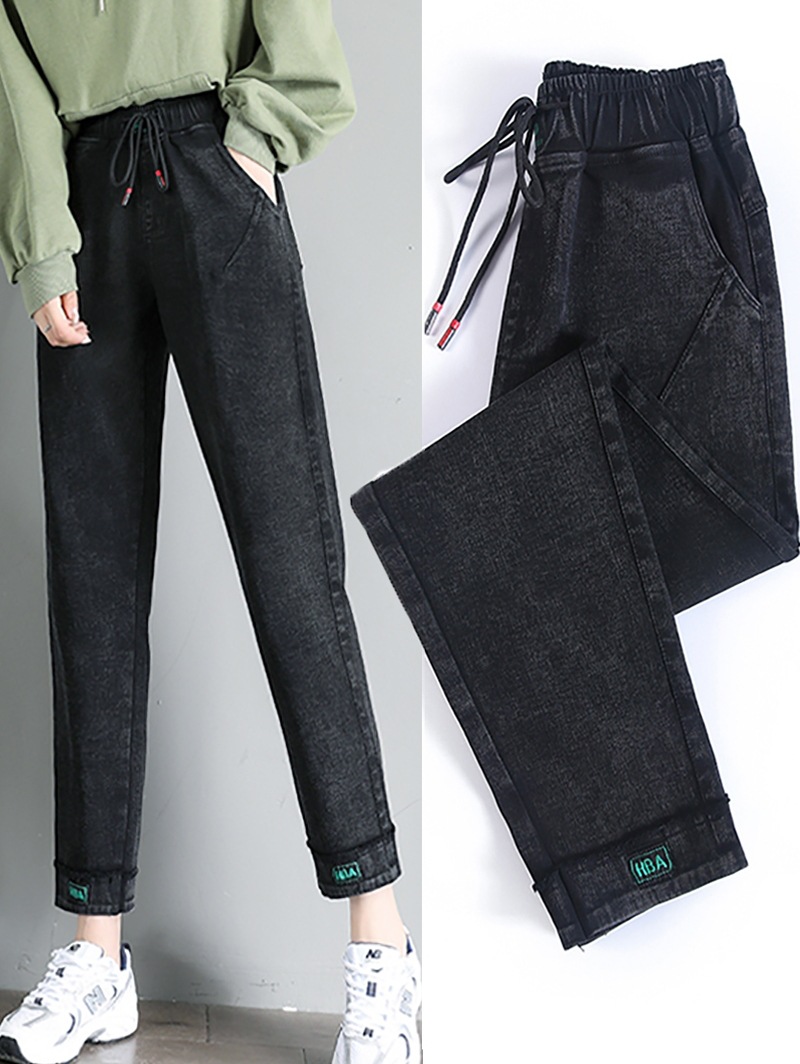 胯大腿粗女裤子显瘦黑色宽松哈伦牛仔裤老爹裤胖mm大码220斤