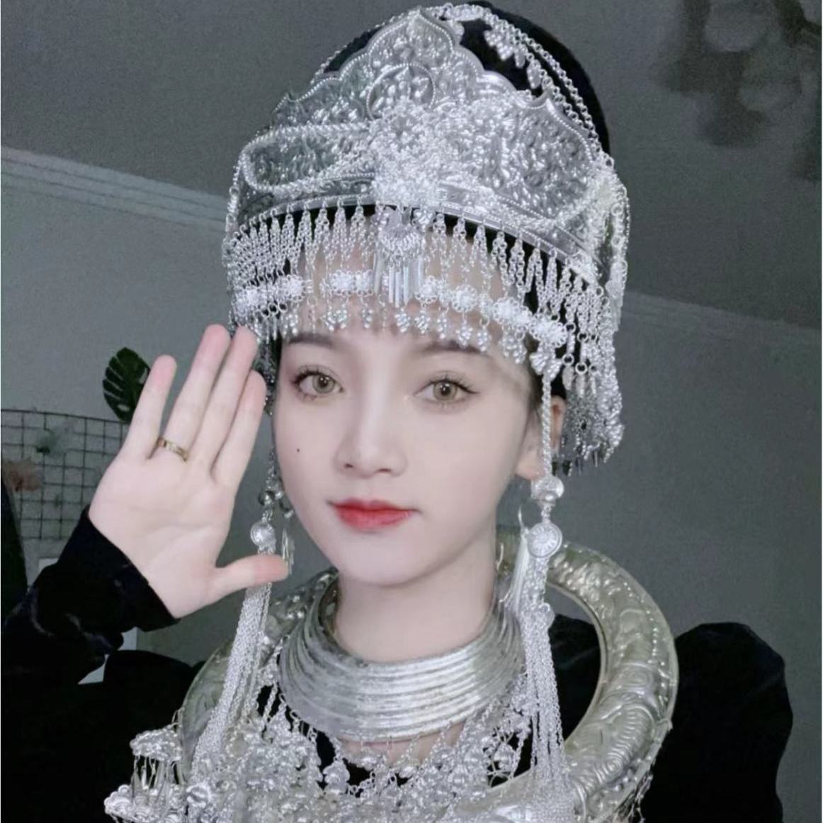 新款少数民族苗族帽子贵州广西云南苗族特色帽子全圆帽子民族头饰