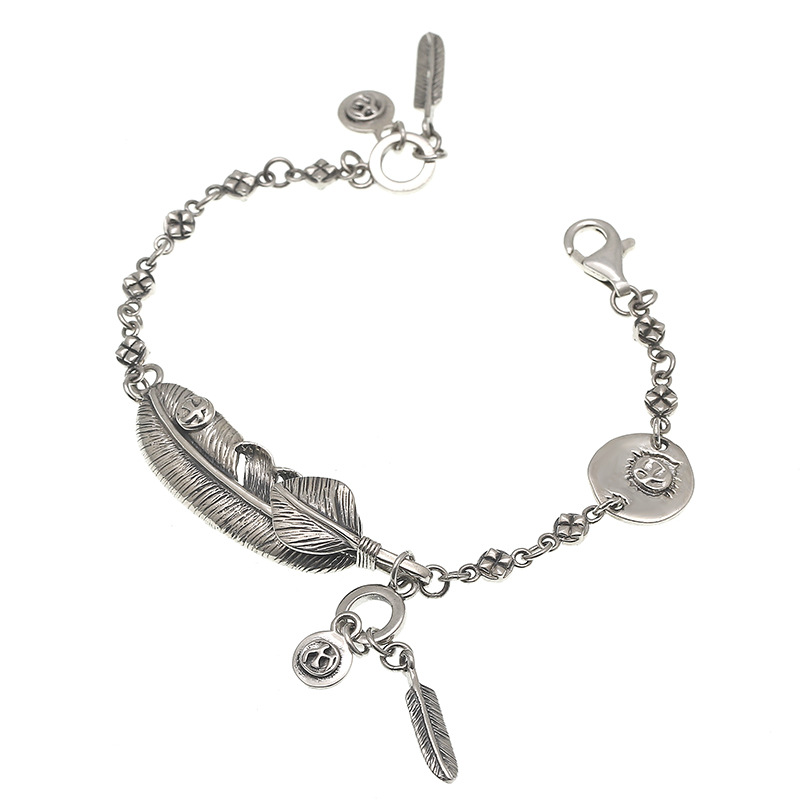 s925银韩版时尚goros手链泰银高桥吾郎羽毛手饰流苏日系ins气质女