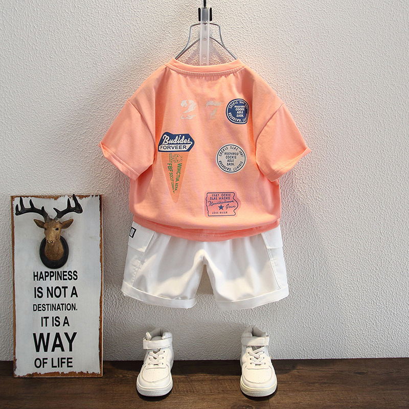 儿童套装男童夏装2024新款宝宝夏季运动短袖衣服痞帅男孩炸街童装