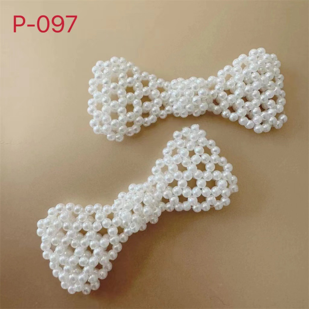 多款纯手工订珠蝴蝶结布贴珍珠贴补丁diy手缝衣服装饰头饰装饰品