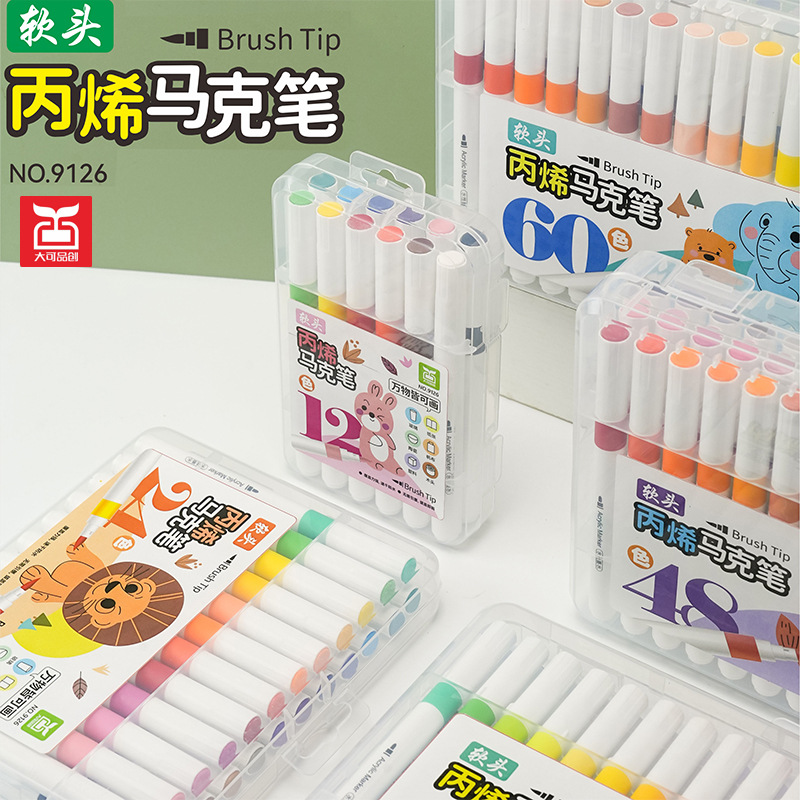 Soft Head Acrylic Marker Pen DIY Painting Water-Based Paint Crayon Children Graffiti Mark Paint Acrylic Pen Wholesale