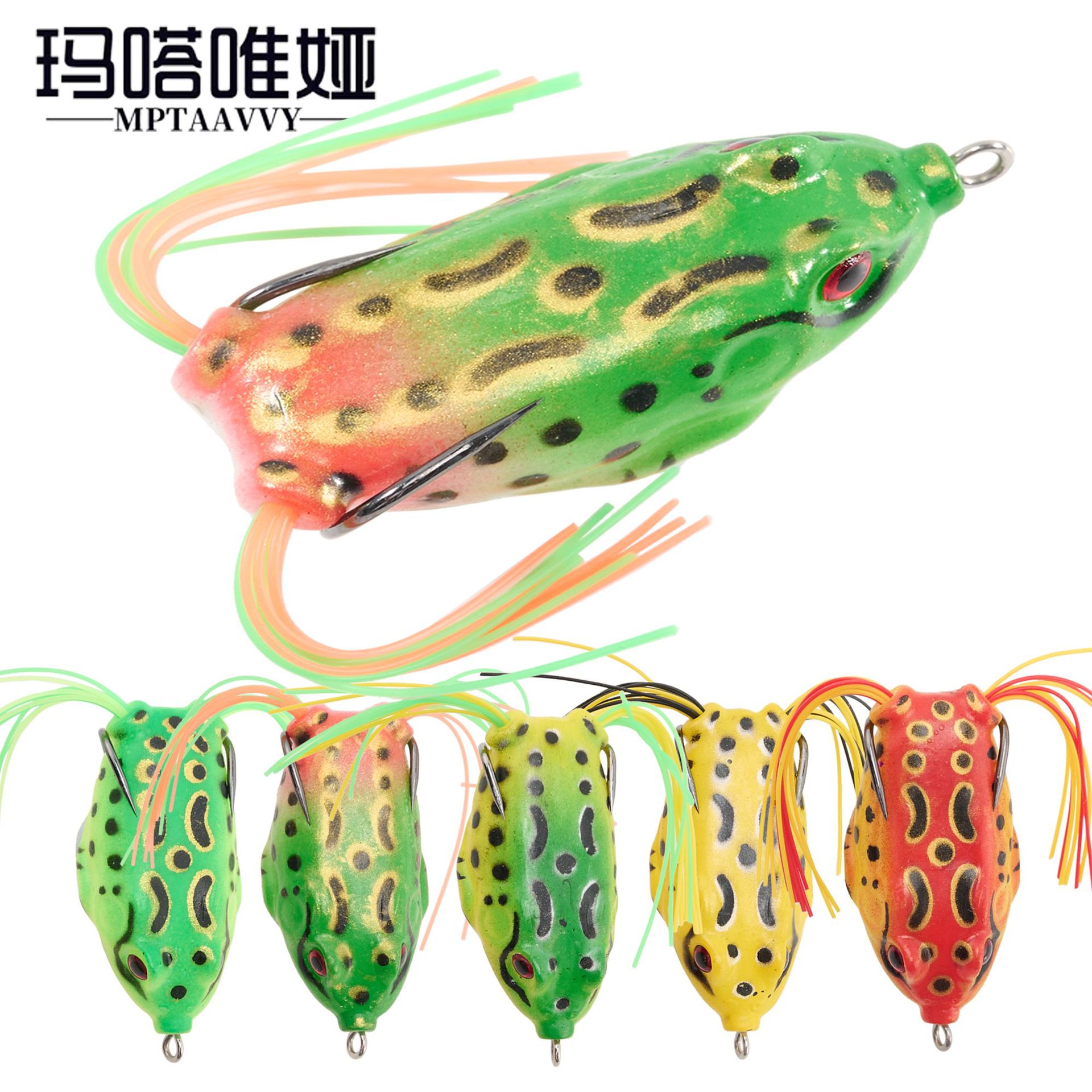 路亚假饵仿生饵雷蛙黑鱼饵双钩尖上翘软饵浮水钓黑鱼鱼饵批发