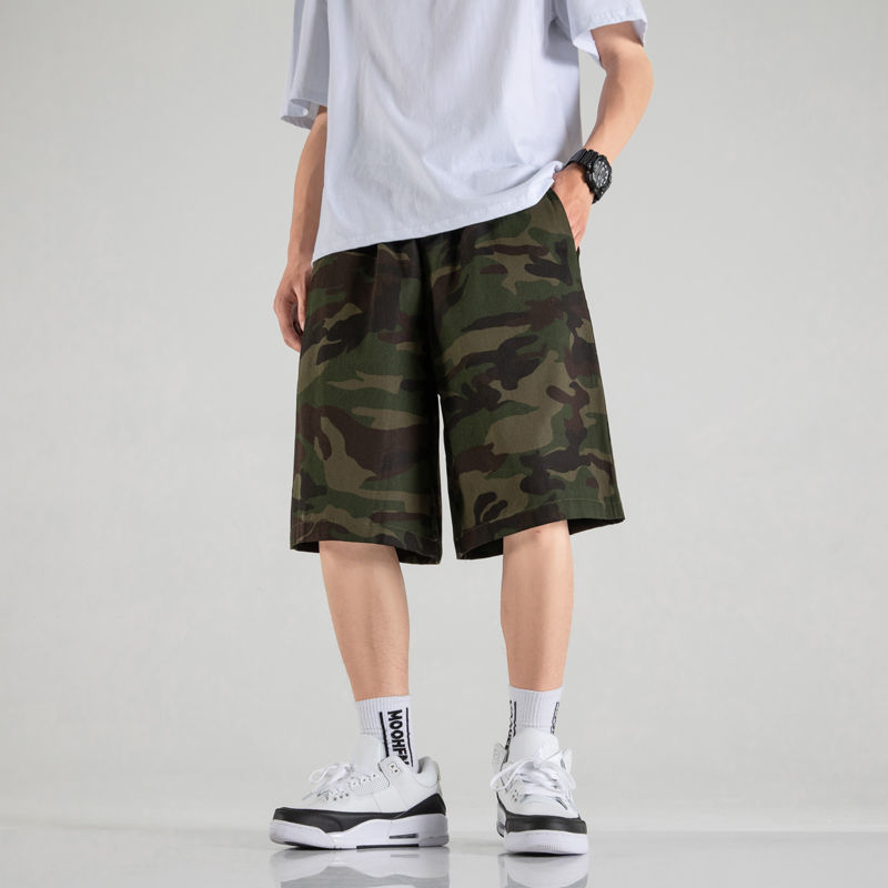 迷彩工装短裤男日系ins潮牌余文乐夏季韩版潮流宽松五分休闲裤子