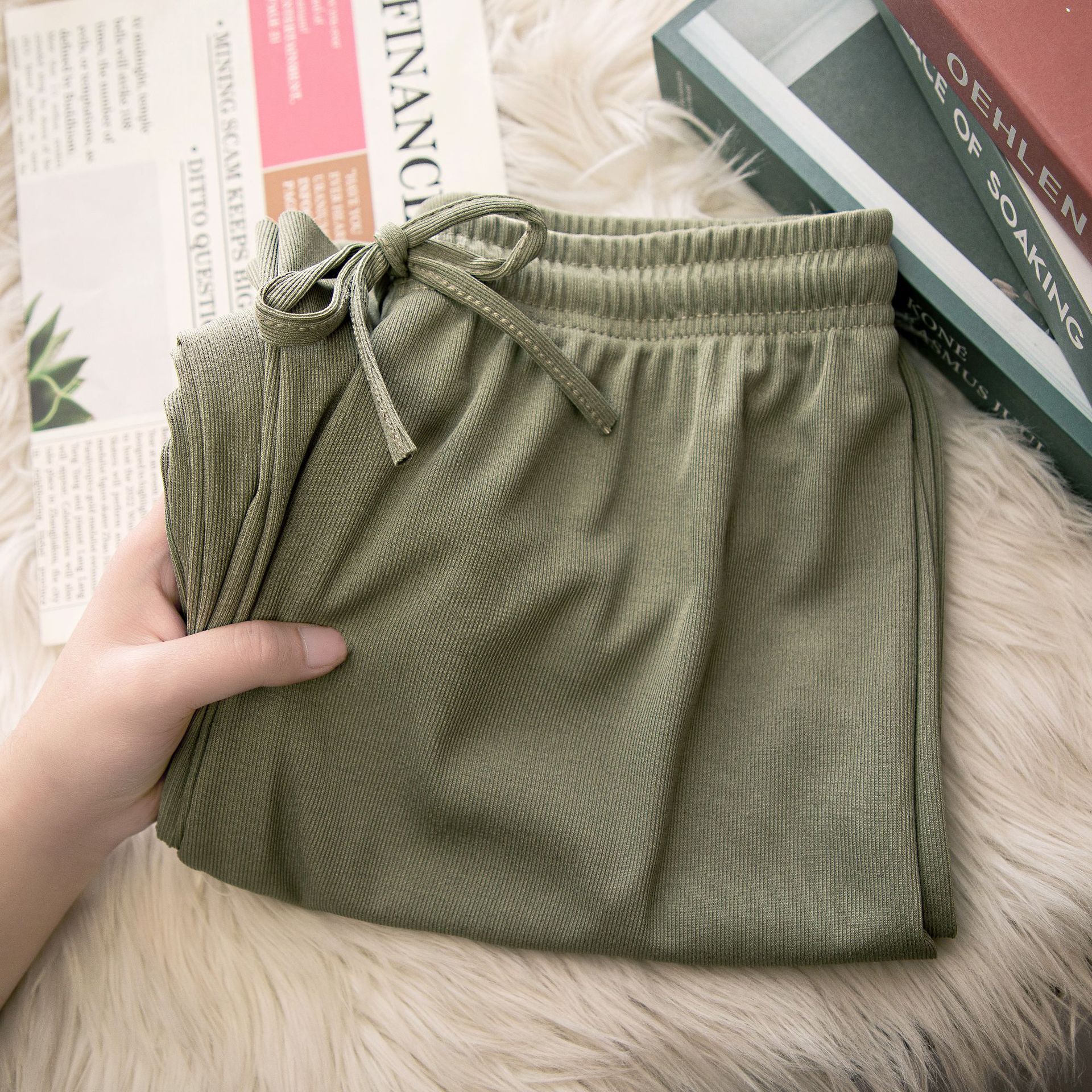 Ice Silk Wide-Leg Pants Women's Summer Thin High Waist Drooping Student Casual Pants Slimming Loose Straight Mop Pants