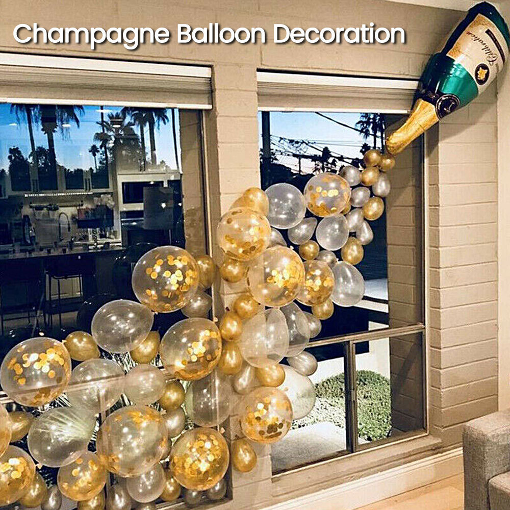 亚马逊香槟酒瓶铝膜气球套装  跨境珠光婚庆派对酒会聚会装饰气球