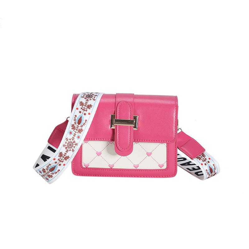 Wholesale Bag Popular Fashion Embroidered Wide Shoulder Strap Crossbody Women Bags2023 Spring and Summer Fresh Rhombus Plaid Shoulder Bag