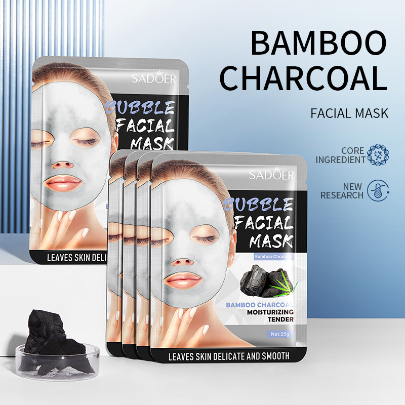 Full English Bubble Mask Sadoer Moisturizing Bamboo Charcoal Turmeric Bubble Mask Cross-Border Foreign Trade Factory Wholesale
