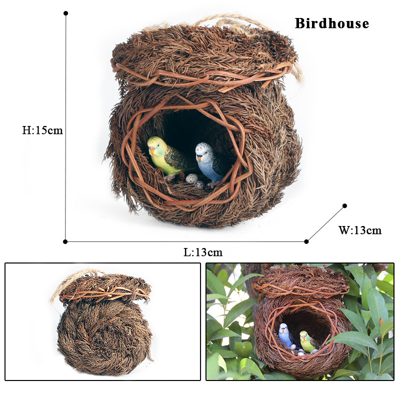 仿真鸟窝鸟巢小鸟用品鸟笼手工藤编户外田园花园庭院装饰品挂件