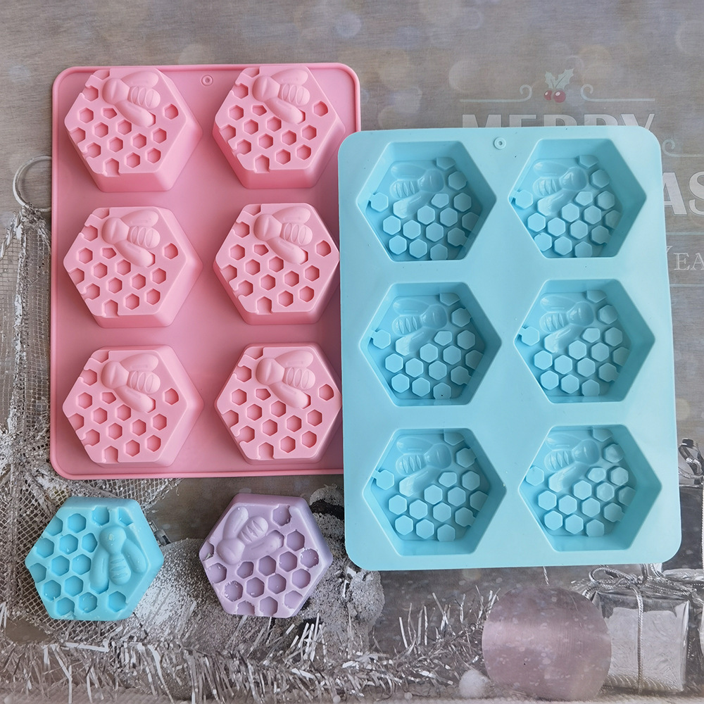 6-Piece Bee Soap Mold DIY Handmade Baking Cake Silicone Mold