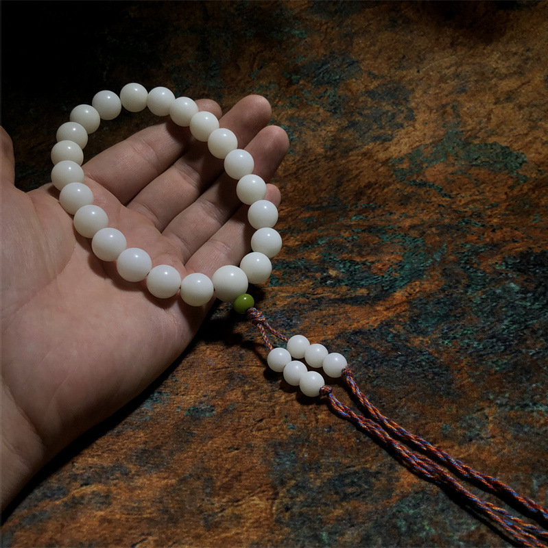 手艺人创作白玉菩提根手持单圈圆珠男女款文玩串直播带货一件代发