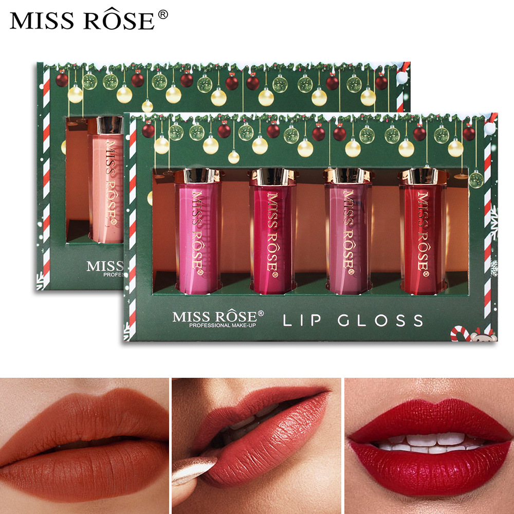 Cross-Border Christmas Makeup Velvet Lip Lacquer Sets of Boxes Matte Finish Non-Fading Longlasting Lip Gloss Lipstick Kit Wholesale