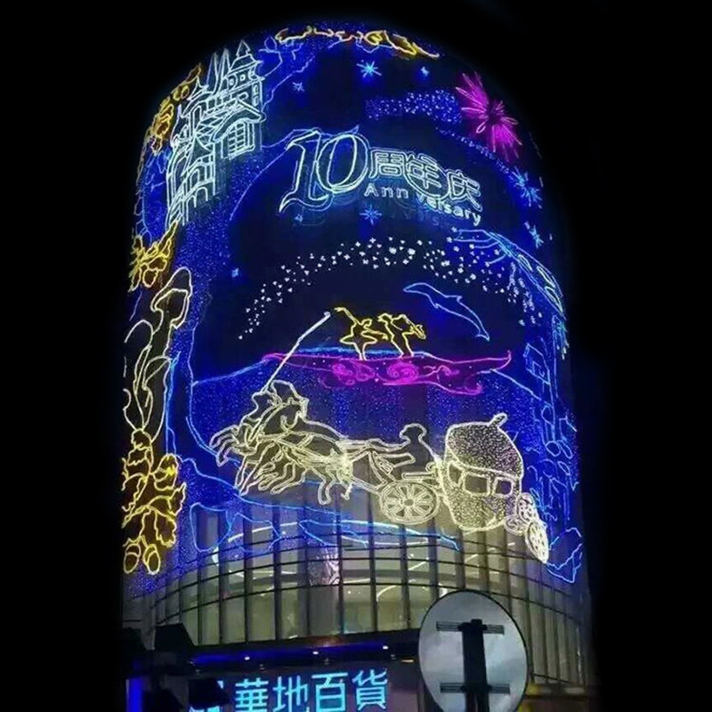 led幕墙商场外墙灯饰画 街道亮化大楼体玻璃户外墙面灯饰画节日灯
