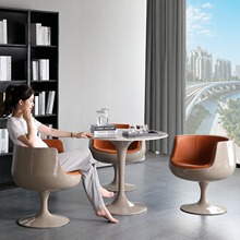 岩板洽谈桌椅组合圆形大理石创意现代售楼处会客谈判休闲接待桌