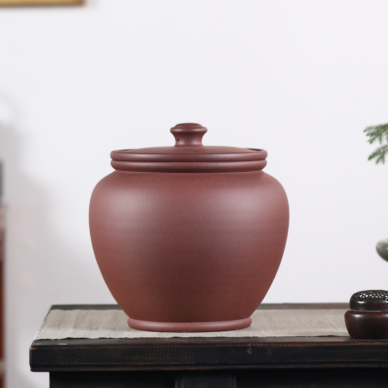 名家紫砂茶叶罐大号茶桶储茶桶普洱茶缸8饼罐家用粗茶罐4斤散茶罐
