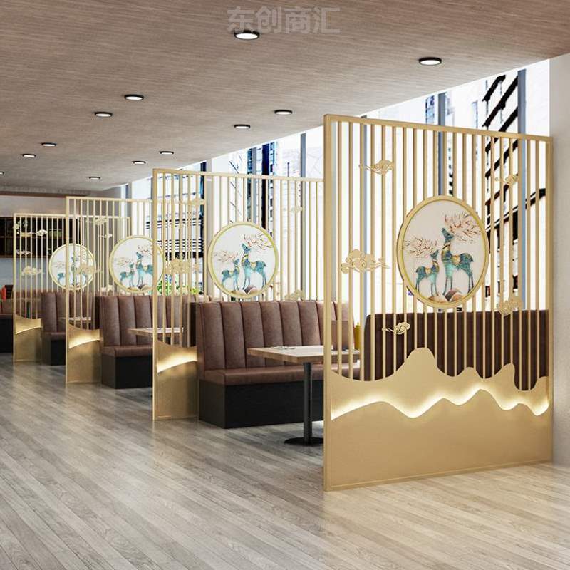 火锅隔断烧烤店餐厅新雅座屏风玄关格栅装铁艺中式包间!卡座饭店