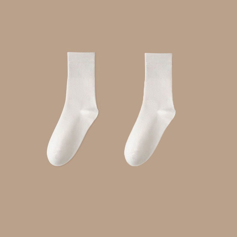 Popular Maternity Socks Ins Japanese Style Mid-Calf Length Socks Solid Color Bunching Socks Wholesale Spring and Summer JK Long Socks Women's White Socks