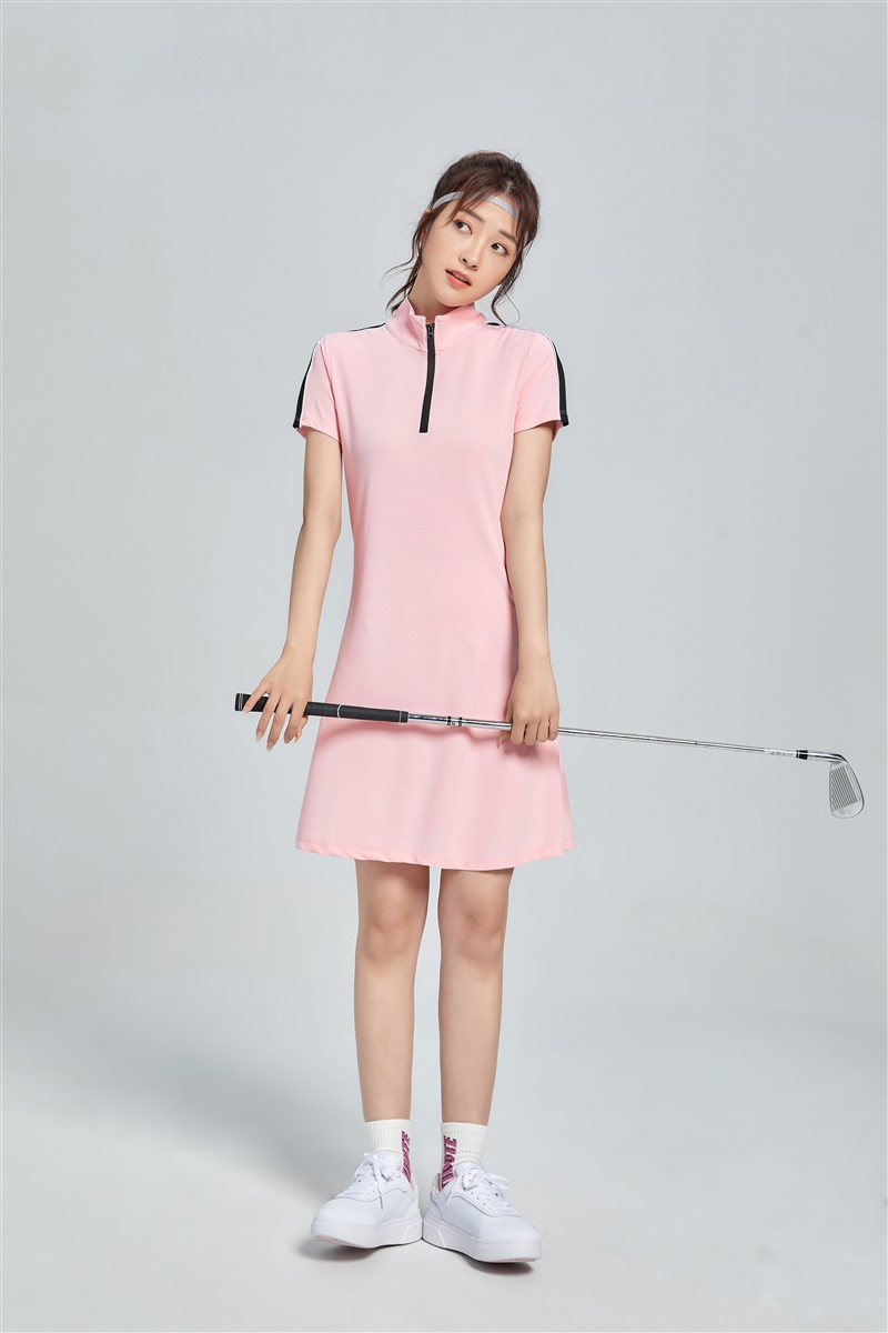 夏季运动风连衣裙女短袖t恤裙新款羽毛球服女生网球裙休闲运动裙