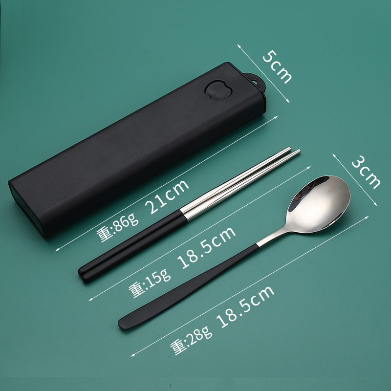 Portable 304 Stainless Steel Tableware Three-Piece Set Student Spoon Fork Chopsticks Set Company Advertising Gift Tableware