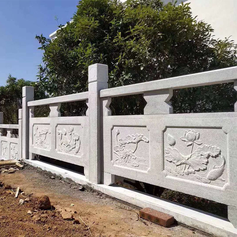 花岗岩栏杆栏板芝麻白大理石石雕河道护栏汉白玉扶手庭院围栏石材