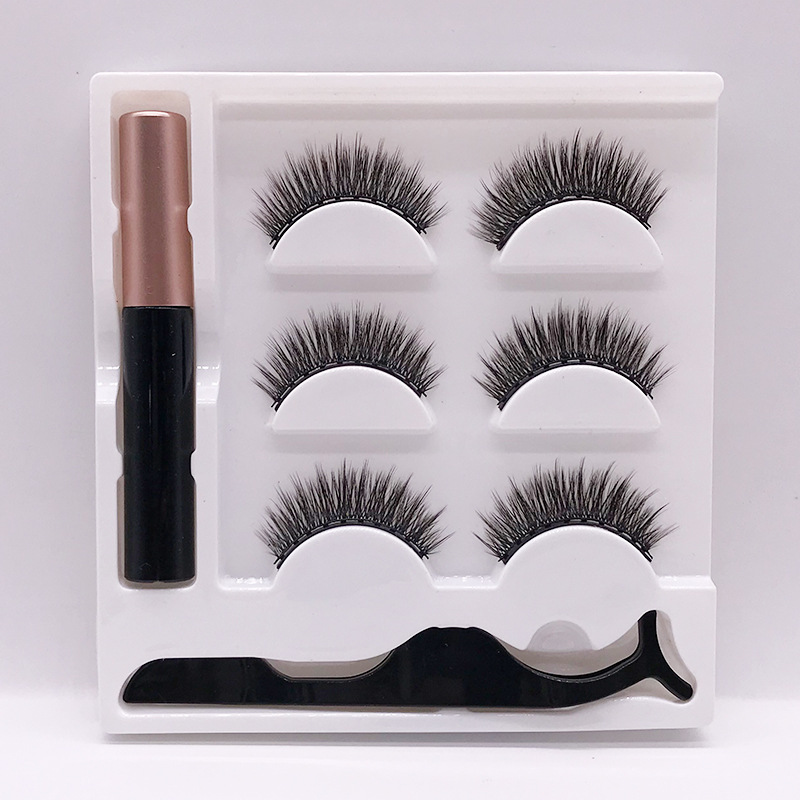 Three Pairs of Magnet False Eyelashes Magnetic Force Liquid Eyeliner Eyelash Set Glue-Free Ten Magnet Eyelash Set