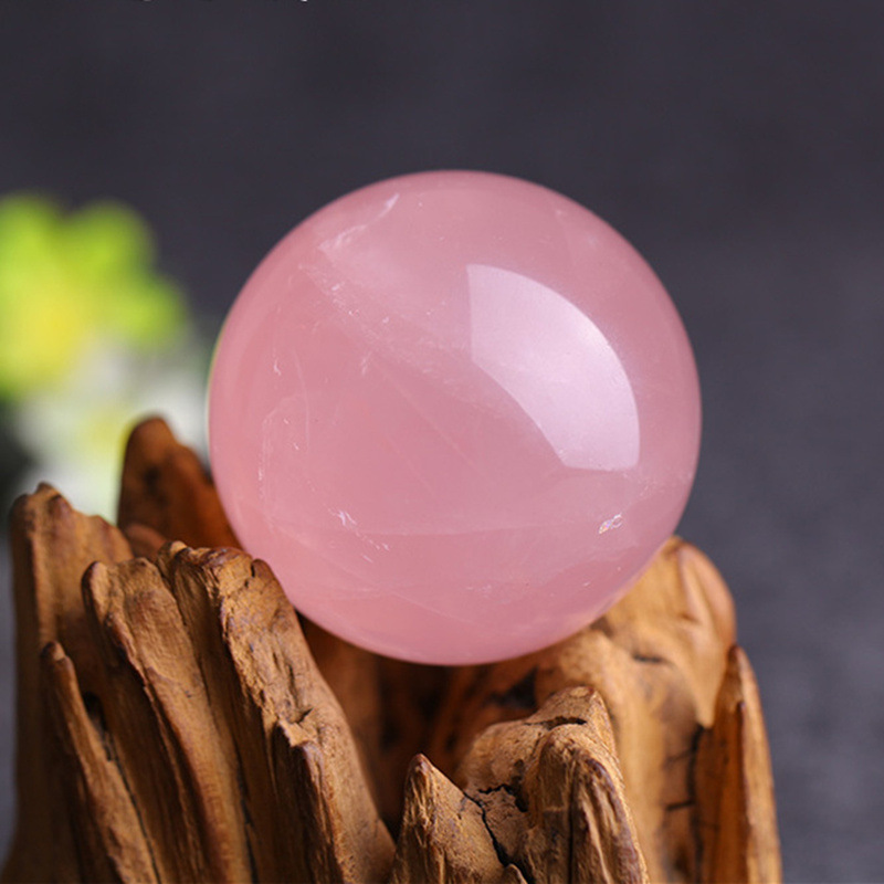 水晶球天然粉摆件粉色家居卧室办公桌工艺品礼品亚马逊一件批发
