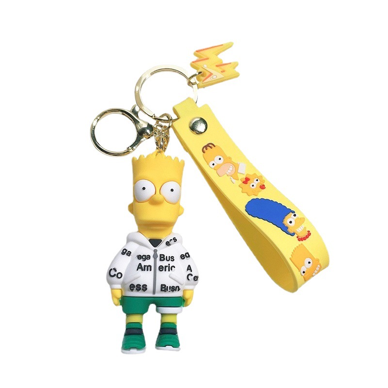 Simpson Cartoon Silicone Key Chain Doll Cute Pendant Toy Bag Bag Charm Keychain Trinket