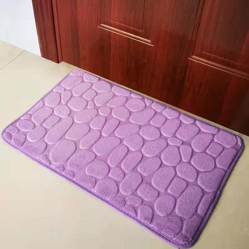 Foot Mat Coral Velvet Embossed Stone Household Memory Foam Bedroom Bathroom Thickening Absorbent Floor Mat Doormat Carpet Non-Slip