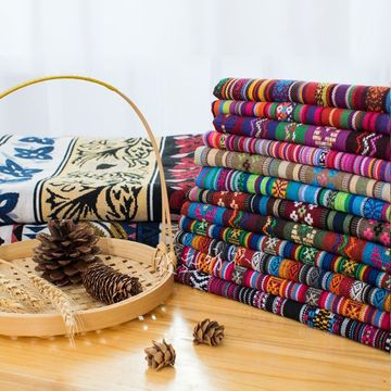 民族风布料棉麻云南丽江名族风桌布复古麻布波西米亚面料沙发批发