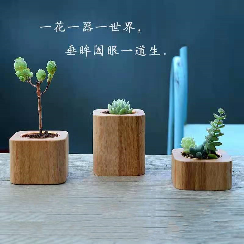 Production of Nordic Wooden Home Decoration Succulent Flower Box Flower Pot Ins Mini Desk Pen Holder Candlestick Ornaments