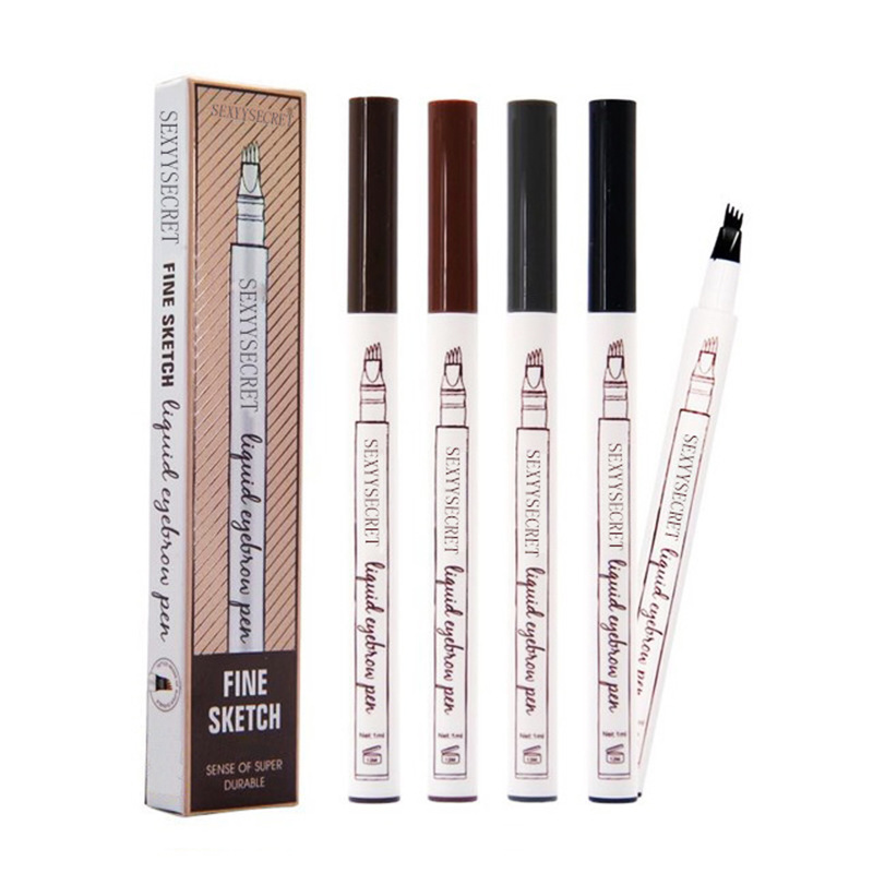 Small Four-Fork Eyebrow Pencil Female Natural Three-Dimensional Four-Claw Liquid Water Eyebrow Pencil Fine Carved Liquid Eyebrow Pencil Waterproof Cross-Border