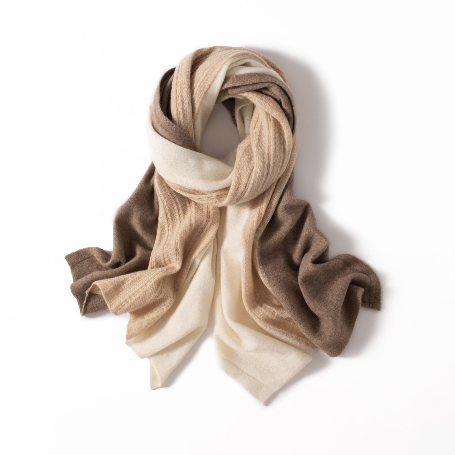 羊绒围巾女100纯羊绒围脖双面拼色麻花针织围巾男女毛线羊绒披肩